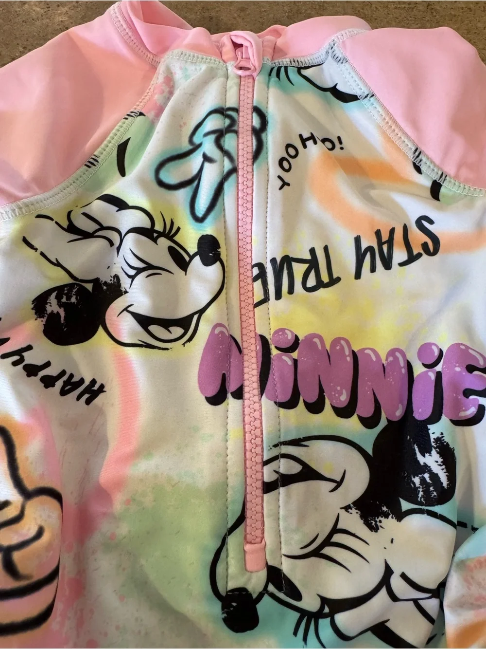 Jumping BeanDisney Minnie Mouse Pastel Tie-Dye One-Piece Swimsuit 12M